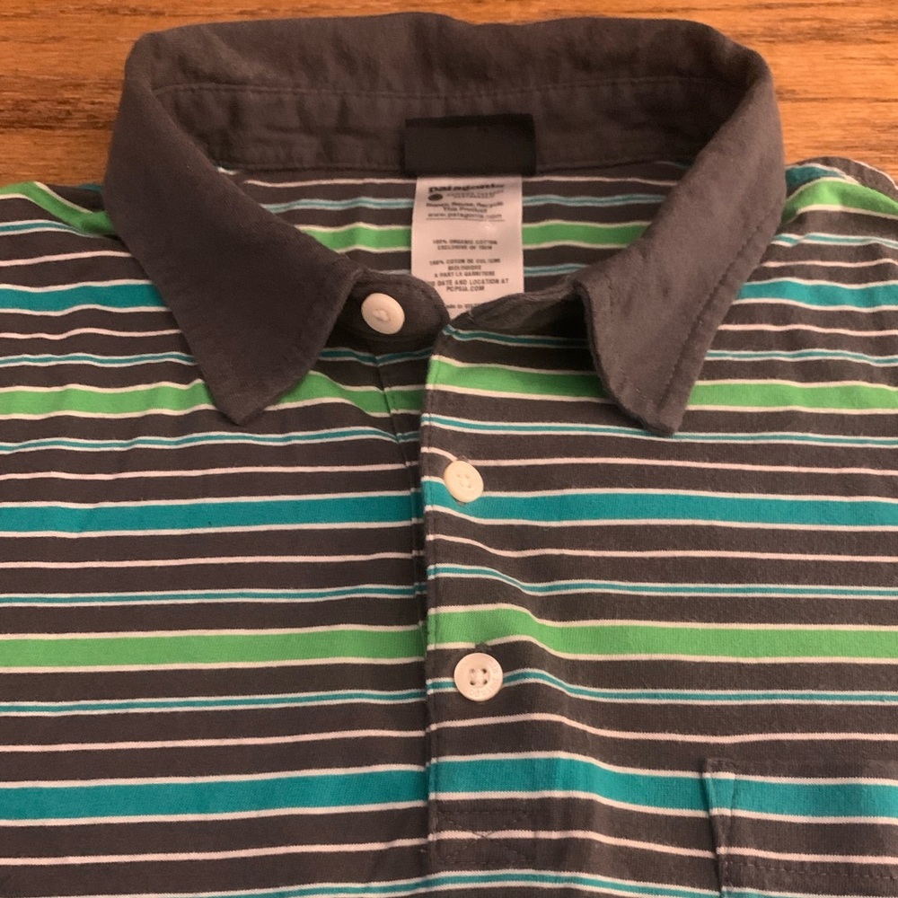 PATAGONIA SS 3 Button All Cotton Striped Polo
